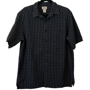 L.L. Bean 100% Cotton Blue/Green Plaid Short Sleeve Button Down Shirt Men Medium